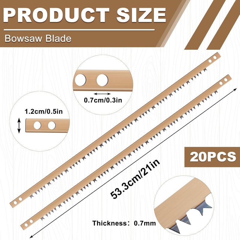 Yaocom 20 Pcs Bow Saw Blade 21 Inch Steel Blade for Tree Cutting Replacement for Quick Work of Wet Wood Green Wood Gardening Log Branches Cutter - Image 2